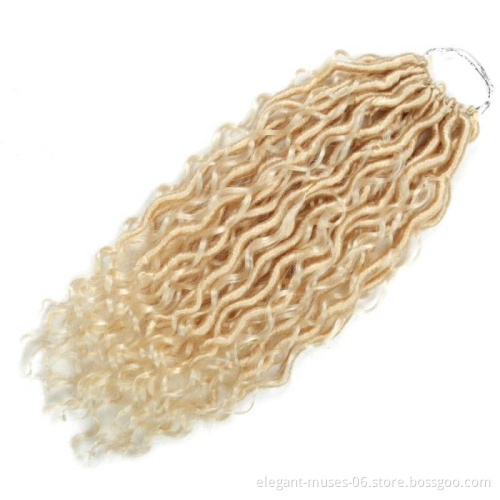 Ombre color 14 18 inch curly faux locs crochet hair extensions river locs crochet goddess faux locs braid